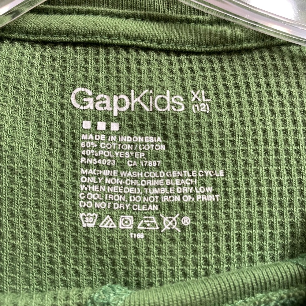 GAP Kids Green Thermal Textured Long Sleeve Boys Shirt Fall/Winter Top size 12 - Picture 4 of 4